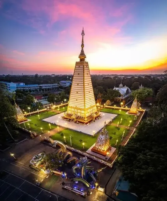Framed Print : Aerial view of Wat Phra That Nong Bua, in Ubon, Thailand, south east asia Framed Print : Aerial view of Wat Phra That Nong Bua, in Ubon, Thailand, south east asia