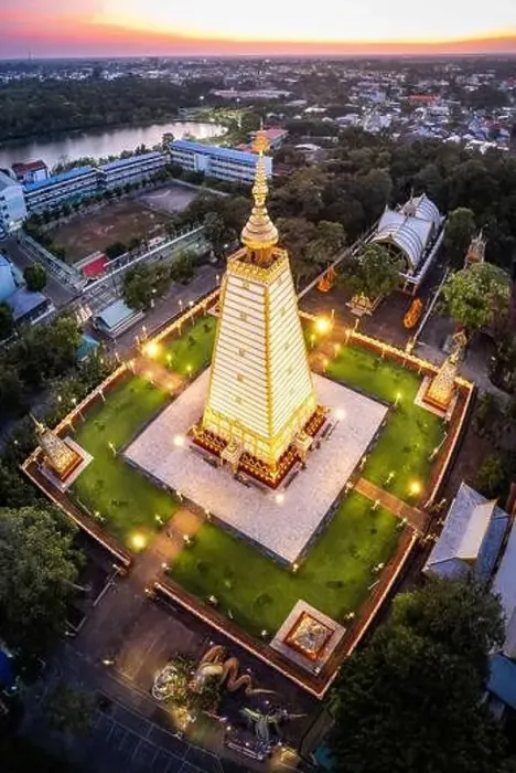 Framed Print : Aerial view of Wat Phra That Nong Bua, in Ubon, Thailand, south east asia Framed Print : Aerial view of Wat Phra That Nong Bua, in Ubon, Thailand, south east asia