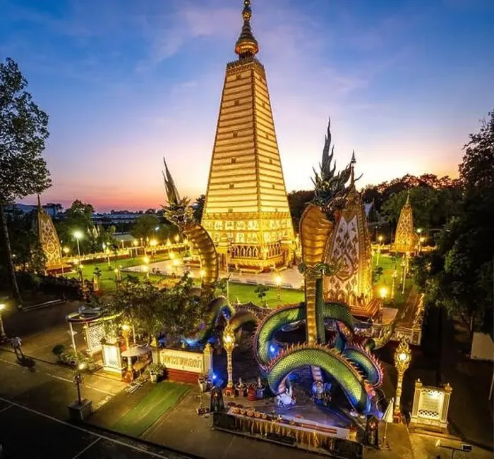 Framed Print : Aerial view of Wat Phra That Nong Bua, in Ubon, Thailand, south east asia Framed Print : Aerial view of Wat Phra That Nong Bua, in Ubon, Thailand, south east asia