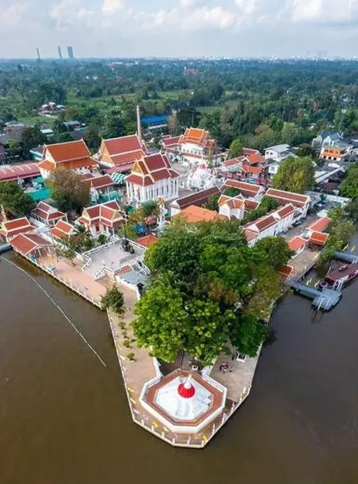 Framed Print : Aerial view of Wat Poramai Yikawat or wat Paramaiyikawat in Koh Kret, Nonthaburi, Thailand Framed Print : Aerial view of Wat Poramai Yikawat or wat Paramaiyikawat in Koh Kret, Nonthaburi, Thailand