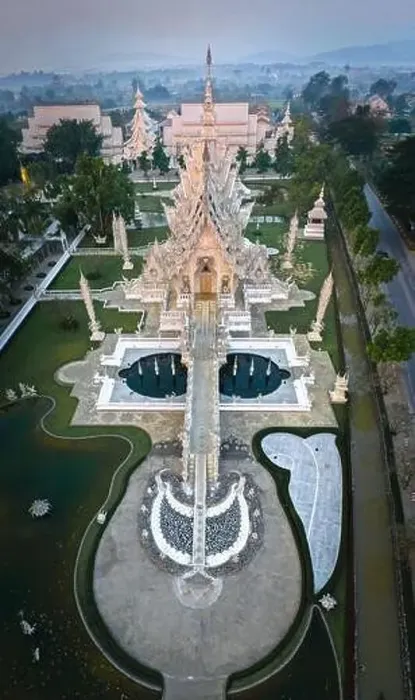 Framed Print : Aerial view of Wat Rong Khun, the white temple, at sunrise, in Chiang Rai, Thailand, south east asia Framed Print : Aerial view of Wat Rong Khun, the white temple, at sunrise, in Chiang Rai, Thailand, south east asia