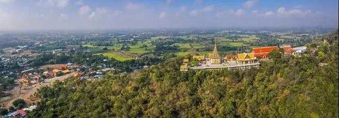 Framed Print : Aerial view of Wat Sangkat Rattana Khiri temple in Uthai Thani, Thailand Framed Print : Aerial view of Wat Sangkat Rattana Khiri temple in Uthai Thani, Thailand