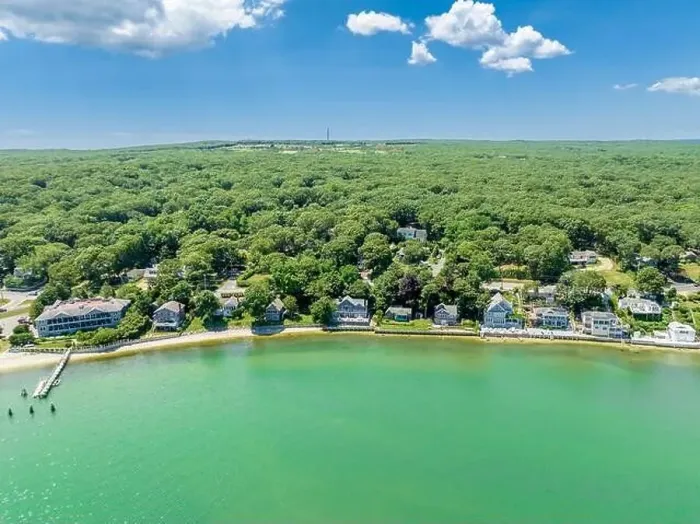 Framed Print : aerial view of water front properties on noyac road Framed Print : aerial view of water front properties on noyac road
