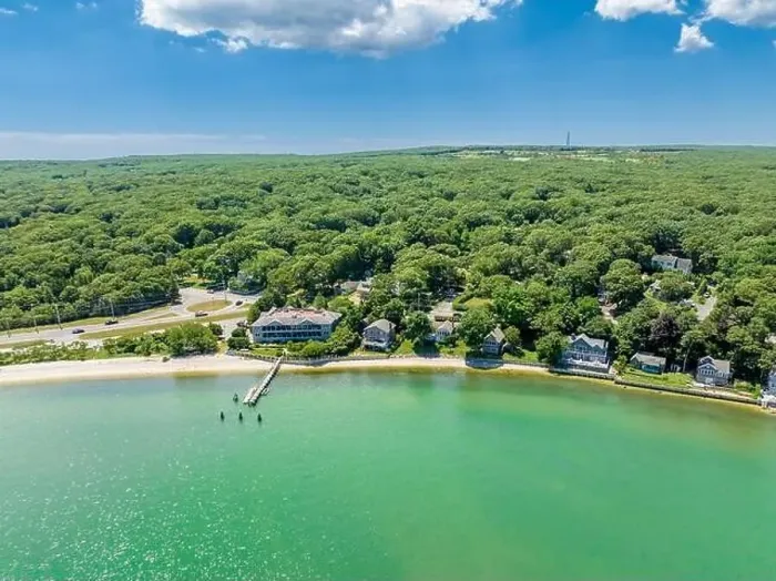 Framed Print : aerial view of water front properties on noyac road Framed Print : aerial view of water front properties on noyac road