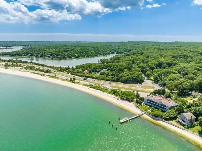 Framed Print : aerial view of water front properties on noyac road and paynes creek Framed Print : aerial view of water front properties on noyac road and paynes creek