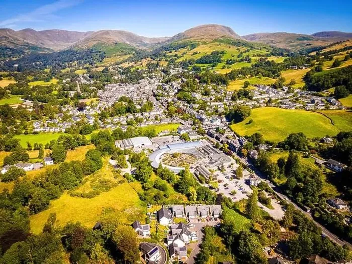 Framed Print : Aerial view of Waterhead and Ambleside in Lake District, a region and national park in Cumbria in northwest England, UK Framed Print : Aerial view of Waterhead and Ambleside in Lake District, a region and national park in Cumbria in northwest England, UK
