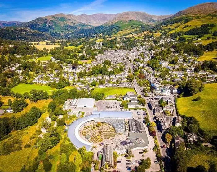 Framed Print : Aerial view of Waterhead and Ambleside in Lake District, a region and national park in Cumbria in northwest England, UK Framed Print : Aerial view of Waterhead and Ambleside in Lake District, a region and national park in Cumbria in northwest England, UK
