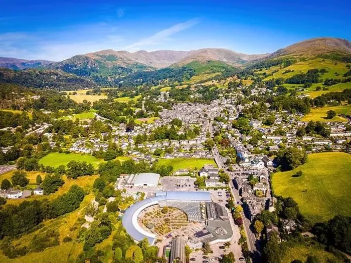 Framed Print : Aerial view of Waterhead and Ambleside in Lake District, a region and national park in Cumbria in northwest England, UK Framed Print : Aerial view of Waterhead and Ambleside in Lake District, a region and national park in Cumbria in northwest England, UK