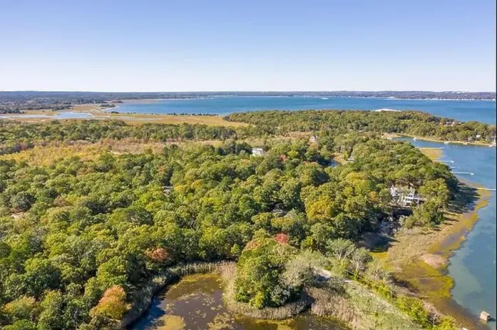 Framed Print : Aerial view of Wehrman pond, Red creek pond and Peconic RIver area, Hampton Bays, NY Framed Print : Aerial view of Wehrman pond, Red creek pond and Peconic RIver area, Hampton Bays, NY