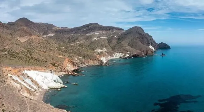 Framed Print : Aerial view of the wild and rugged coastline of the Cabo de Gata Nature Reserve in Andalusia Framed Print : Aerial view of the wild and rugged coastline of the Cabo de Gata Nature Reserve in Andalusia
