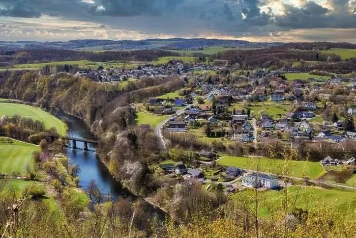 Framed Print : Aerial view of Windeck-Obernau near Rosbach on the river Sieg Framed Print : Aerial view of Windeck-Obernau near Rosbach on the river Sieg