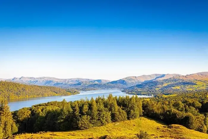 Framed Print : Aerial view of Windermere in Lake District, a region and national park in Cumbria in northwest England Framed Print : Aerial view of Windermere in Lake District, a region and national park in Cumbria in northwest England