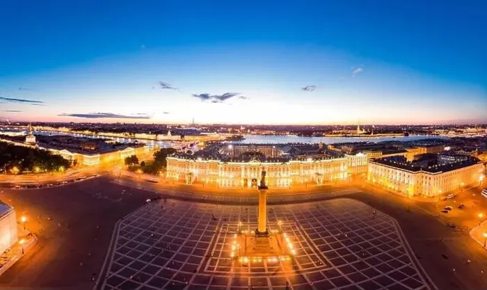 Framed Print : Aerial front view at the Winter Palace building in white nights Framed Print : Aerial front view at the Winter Palace building in white nights