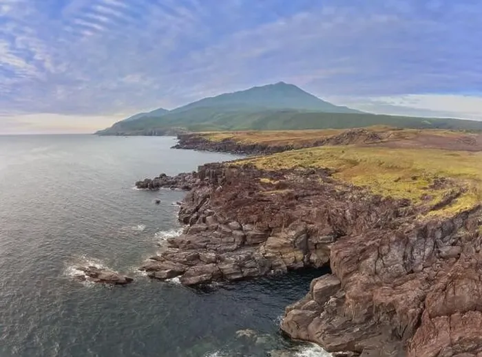 Framed Print : Aerial view The Yankito lava plateau on the Pacific coast of Kuril Islands, Russia Framed Print : Aerial view The Yankito lava plateau on the Pacific coast of Kuril Islands, Russia