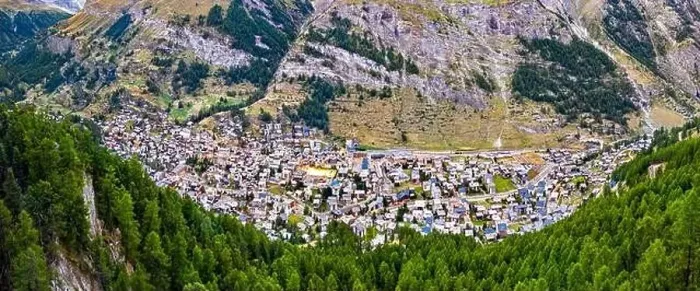 Framed Print : Aerial view of Zermatt in Switzerland Framed Print : Aerial view of Zermatt in Switzerland