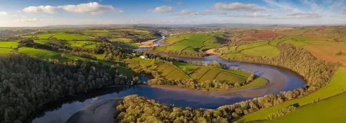 Framed Print : Aerial vista by drone of the River Dart meandering through rolling countryside, Devon, England, United Kingdom, Europe Framed Print : Aerial vista by drone of the River Dart meandering through rolling countryside, Devon, England, United Kingdom, Europe
