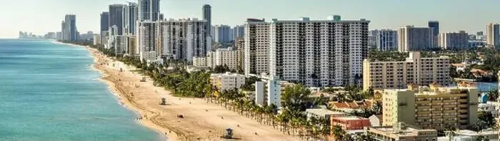 Framed Print : Aerial wide angle landscape photo Hollywood Beach FL