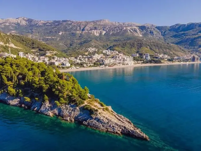 Framed Print : Aerophotography. View from flying drone. Panoramic cityscape of Budva, Montenegro. Top View. Beautiful destinations Framed Print : Aerophotography. View from flying drone. Panoramic cityscape of Budva, Montenegro. Top View. Beautiful destinations