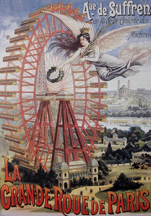 Framed Print : Affiche grande roue Paris is a vintage poster depicting the famous Ferris wheel (La Grande Roue) in Paris Framed Print : Affiche grande roue Paris is a vintage poster depicting the famous Ferris wheel (La Grande Roue) in Paris