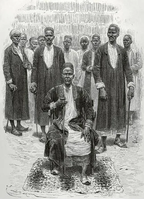 Framed Print : Africa Central. Mutesa o Mtesa I (1837-1884) el Kabaka (rey) del Reino de Buganda (actual Uganda), y sus principales dignatarios. Grabado Framed Print : Africa Central. Mutesa o Mtesa I (1837-1884) el Kabaka (rey) del Reino de Buganda (actual Uganda), y sus principales dignatarios. Grabado