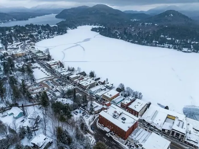 Framed Print : Afternoon winter aerial photo of Mirror Lake in the Village of Lake Placid, New York. (01-05-2024) Framed Print : Afternoon winter aerial photo of Mirror Lake in the Village of Lake Placid, New York. (01-05-2024)