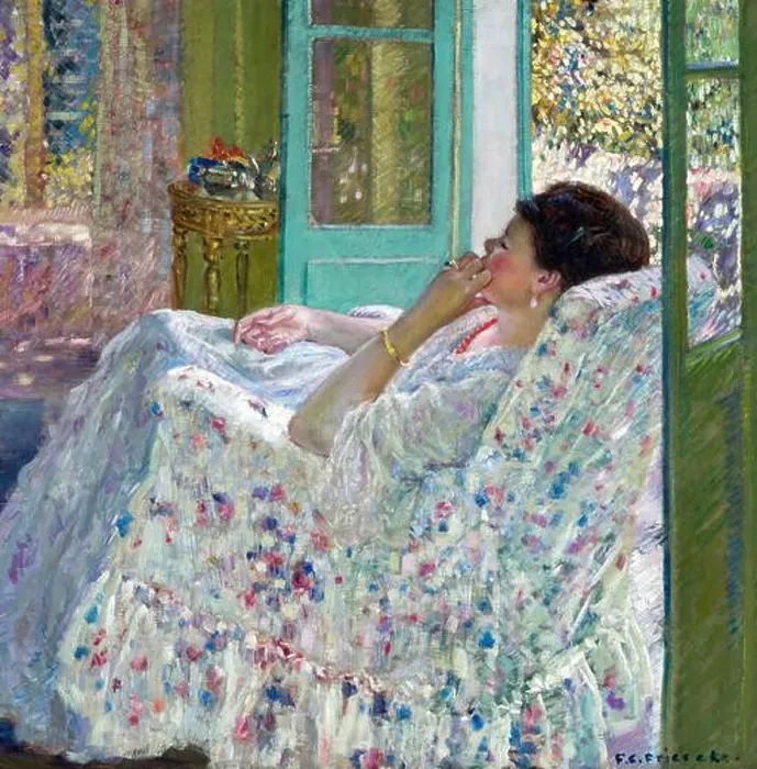 Framed Print : Afternoon - Yellow Room by Frederick Carl Frieseke (1874-1939), oil on canvas, 1910 Framed Print : Afternoon - Yellow Room by Frederick Carl Frieseke (1874-1939), oil on canvas, 1910