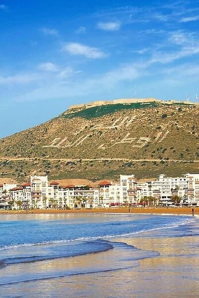 Agadir, Marina with the Kasbah on the hill. Morocco