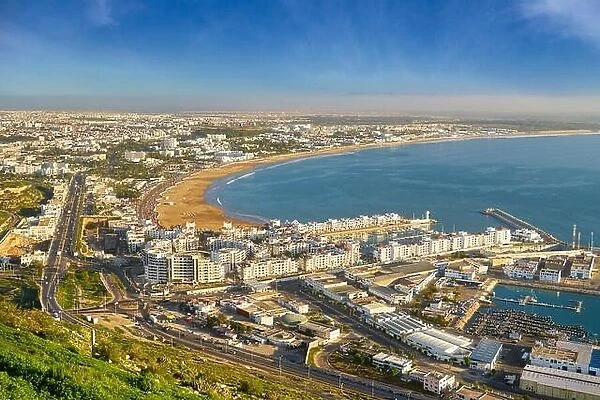 Agadir, view of the beach and Marina, Morocco, North Africa