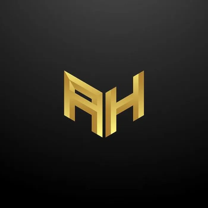 Framed Print : AH Logo Monogram Letter Initials Design Template with Gold and Black Background Vector icon modern