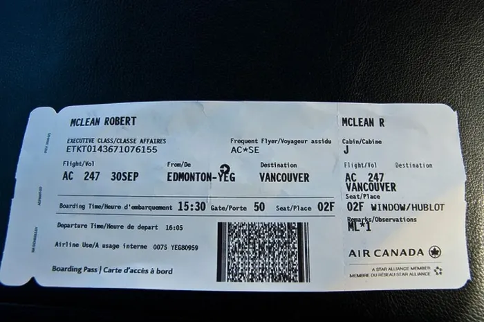 Framed Print : AIR CANADA PLANE TICKET Framed Print : AIR CANADA PLANE TICKET