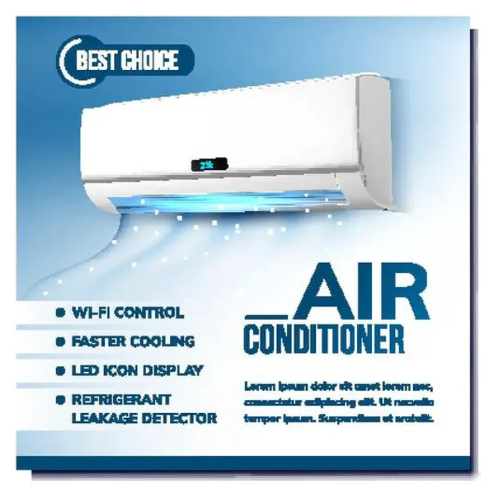 Framed Print : Air Conditioner System Advertising Poster Vector Framed Print : Air Conditioner System Advertising Poster Vector