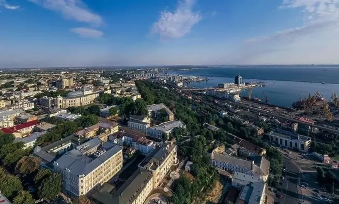 Framed Print : air panorama Odessa Ukraine at early morning Framed Print : air panorama Odessa Ukraine at early morning