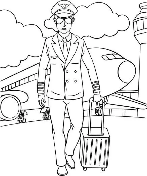 Framed Print : Aircraft Pilot Coloring Page for Kids Framed Print : Aircraft Pilot Coloring Page for Kids
