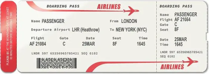 Framed Print : Airlines boarding pass isolated ticket template. Vector passenger card, travel document from London to New York Framed Print : Airlines boarding pass isolated ticket template. Vector passenger card, travel document from London to New York