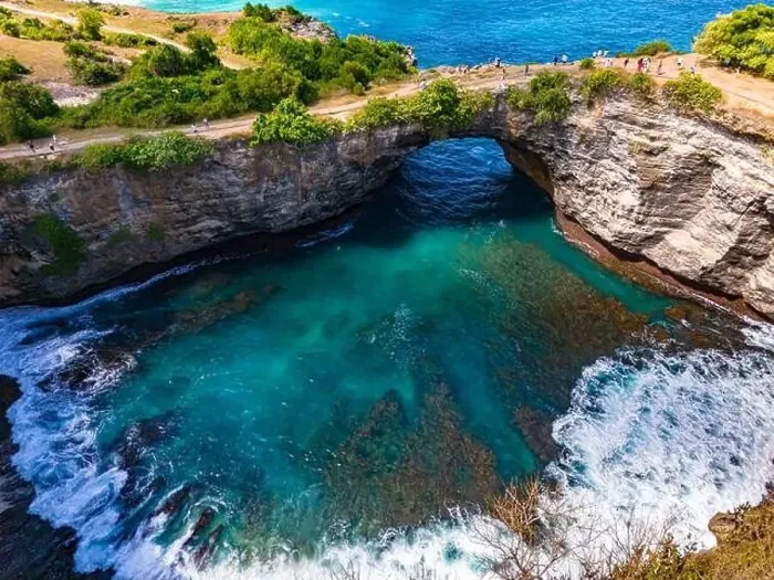Framed Print : Airview of Broken Beach on Nusa Penida Island, Indonesia