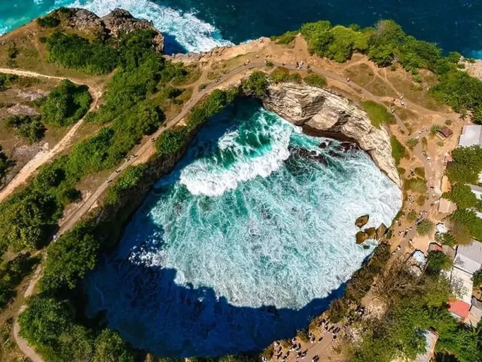 Framed Print : Airview of Broken Beach on Nusa Penida Island, Indonesia Framed Print : Airview of Broken Beach on Nusa Penida Island, Indonesia