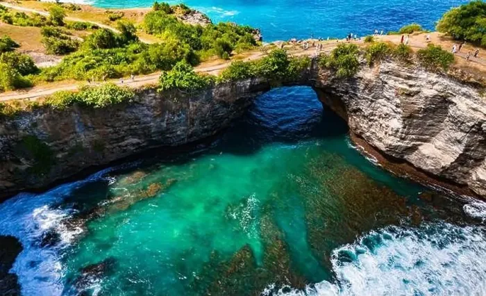 Framed Print : Airview of Broken Beach on Nusa Penida Island, Indonesia Framed Print : Airview of Broken Beach on Nusa Penida Island, Indonesia