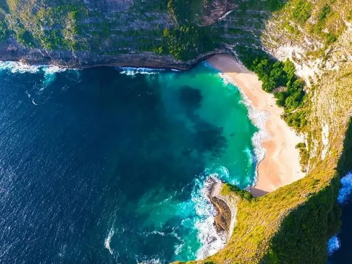 Framed Print : Airview of Kelingking Beach on Nusa Penida Island, Indonesia Framed Print : Airview of Kelingking Beach on Nusa Penida Island, Indonesia
