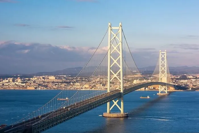 Framed Print : Akashi Kaikyo Bridge spanning the Seto Inland Sea from Kobe, Japan Framed Print : Akashi Kaikyo Bridge spanning the Seto Inland Sea from Kobe, Japan