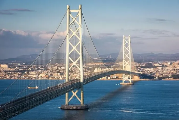 Framed Print : Akashi Kaikyo Bridge spanning the Seto Inland Sea from Kobe, Japan Framed Print : Akashi Kaikyo Bridge spanning the Seto Inland Sea from Kobe, Japan