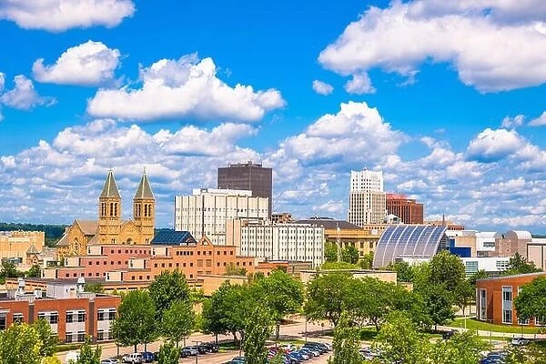 Akron, Ohio, USA downtown city skyline in the daytime