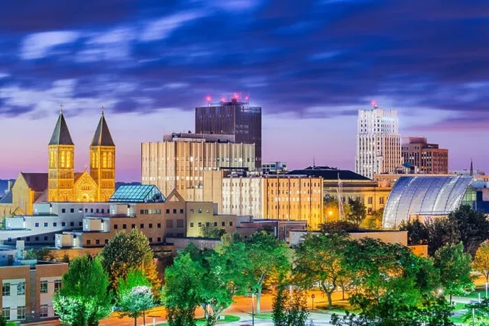 Framed Print : Akron, Ohio, USA downtown skyline at dusk Framed Print : Akron, Ohio, USA downtown skyline at dusk