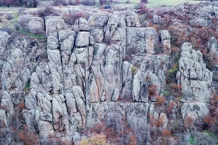 Framed Print : Aktovsky Canyon, Ukraine. Autumn trees and large stone boulders around Framed Print : Aktovsky Canyon, Ukraine. Autumn trees and large stone boulders around