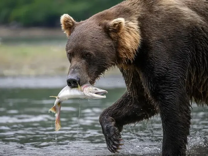 Framed Print : Alaskan Brown Bear with salmon; Katmai National Park and Preserve, Alaska Framed Print : Alaskan Brown Bear with salmon; Katmai National Park and Preserve, Alaska