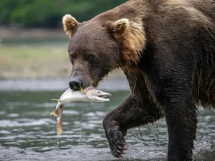 Framed Print : Alaskan Brown Bear with salmon; Katmai National Park and Preserve, Alaska Framed Print : Alaskan Brown Bear with salmon; Katmai National Park and Preserve, Alaska