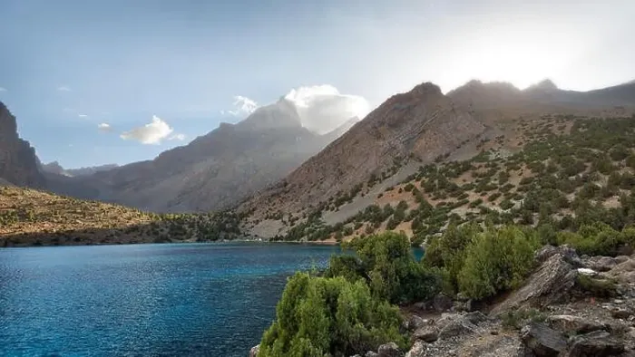Framed Print : Alaudin Lake in the Fann Mountains, taken in Tajikistan in August 2018 taken in hdr