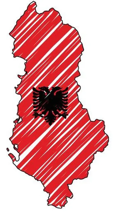 Framed Print : Albania map hand drawn sketch. Vector concept illustration flag Framed Print : Albania map hand drawn sketch. Vector concept illustration flag