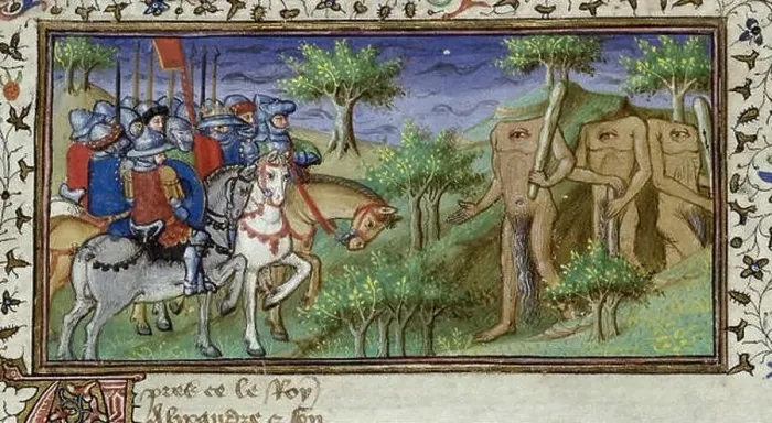 Framed Print : Alexander encounters the Blemmyae - British Library Royal MS 20 B xx f80r 28detail29