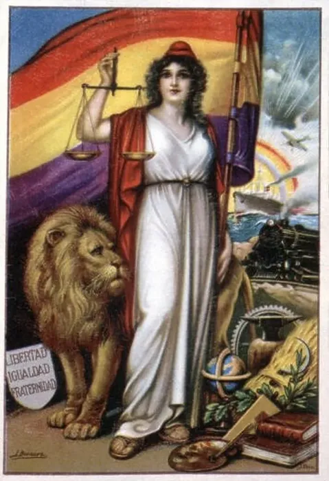 Framed Print : Allegory of the Republic, Second Spanish Republic (1931 - 1936), poster published in Valencia in … Framed Print : Allegory of the Republic, Second Spanish Republic (1931 - 1936), poster published in Valencia in …