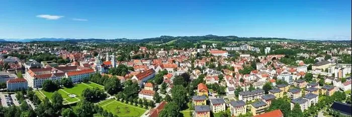 Framed Print : Allgäu, Bavaria, Germany, Kempten, aerial view, architecture, basilica Sankt Lorenz, beautiful weath